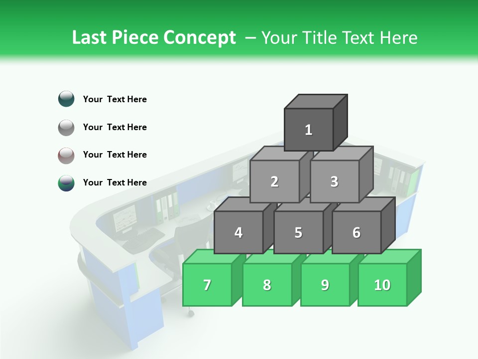 A Group Of Desks With Computers On Them PowerPoint Template