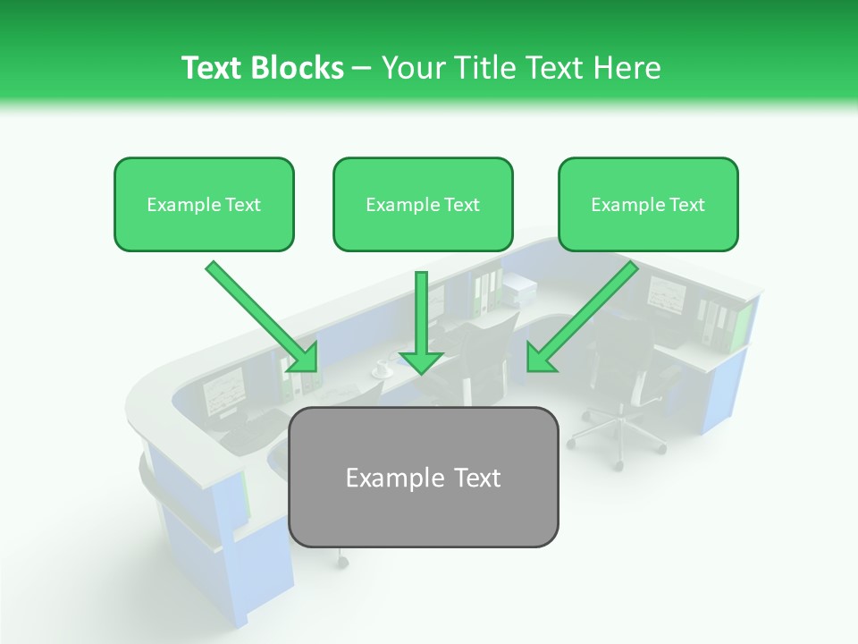 A Group Of Desks With Computers On Them PowerPoint Template