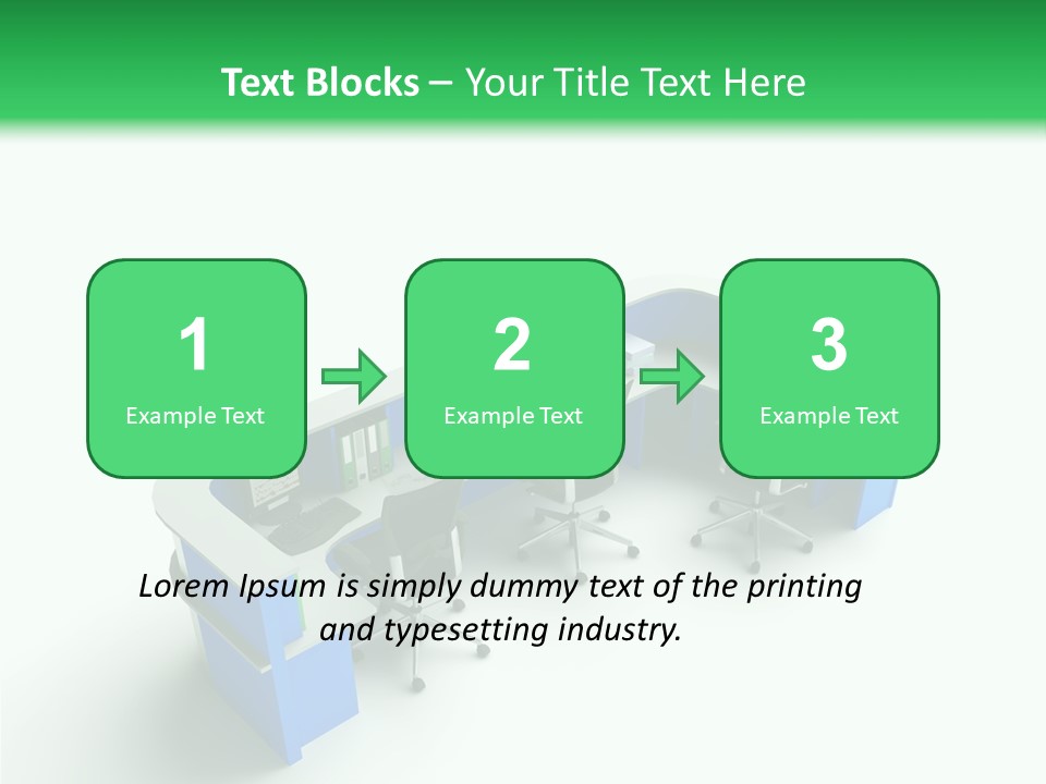 A Group Of Desks With Computers On Them PowerPoint Template