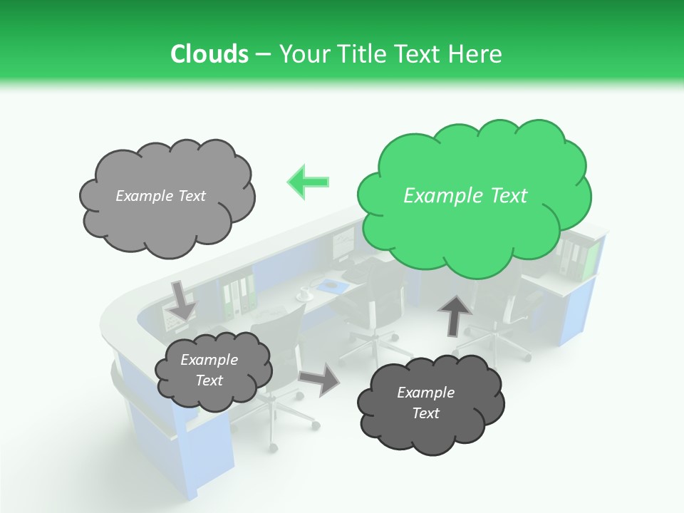A Group Of Desks With Computers On Them PowerPoint Template