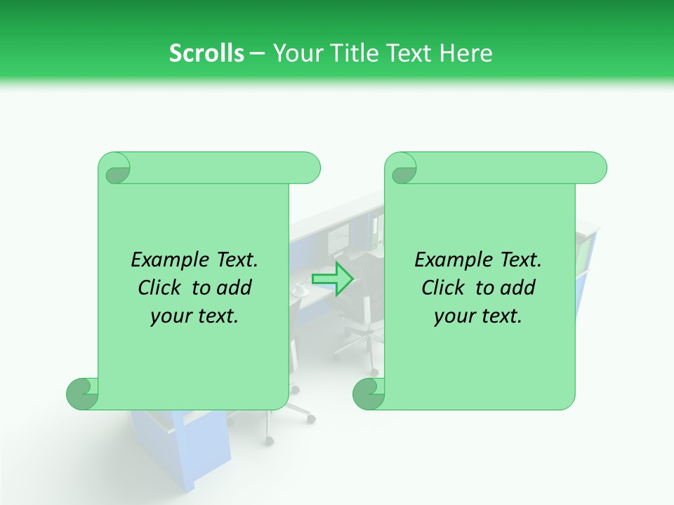 A Group Of Desks With Computers On Them PowerPoint Template