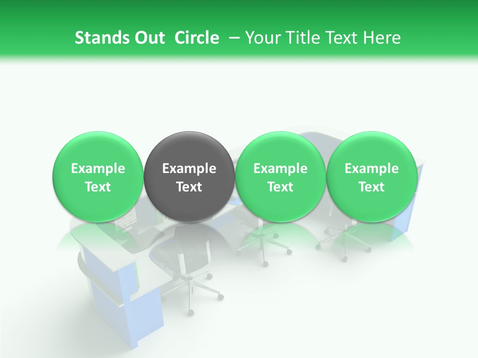 A Group Of Desks With Computers On Them PowerPoint Template