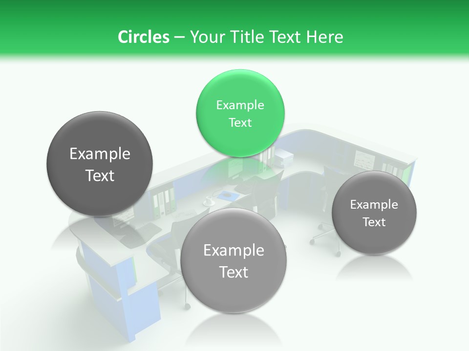 A Group Of Desks With Computers On Them PowerPoint Template