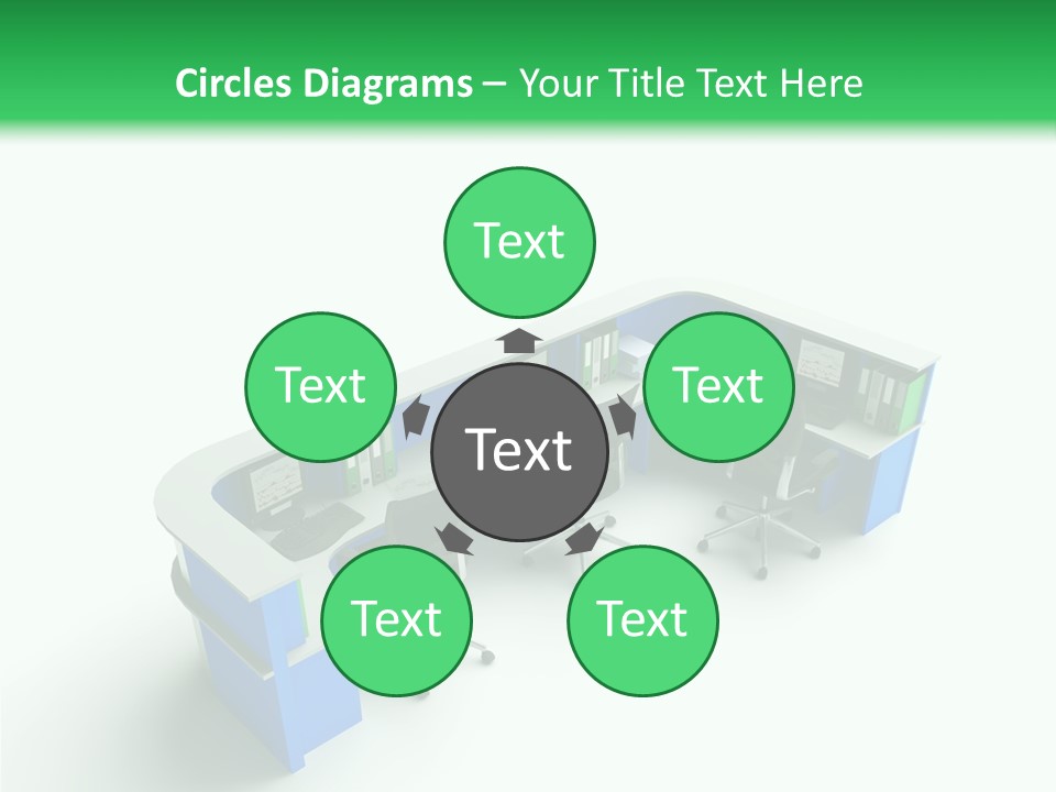 A Group Of Desks With Computers On Them PowerPoint Template