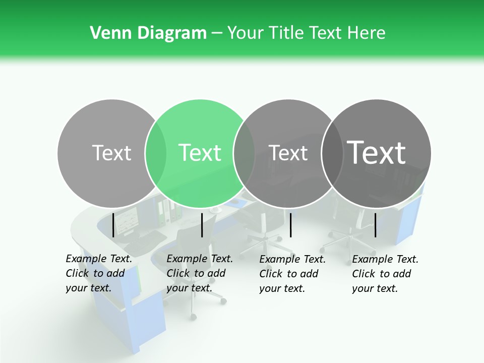 A Group Of Desks With Computers On Them PowerPoint Template