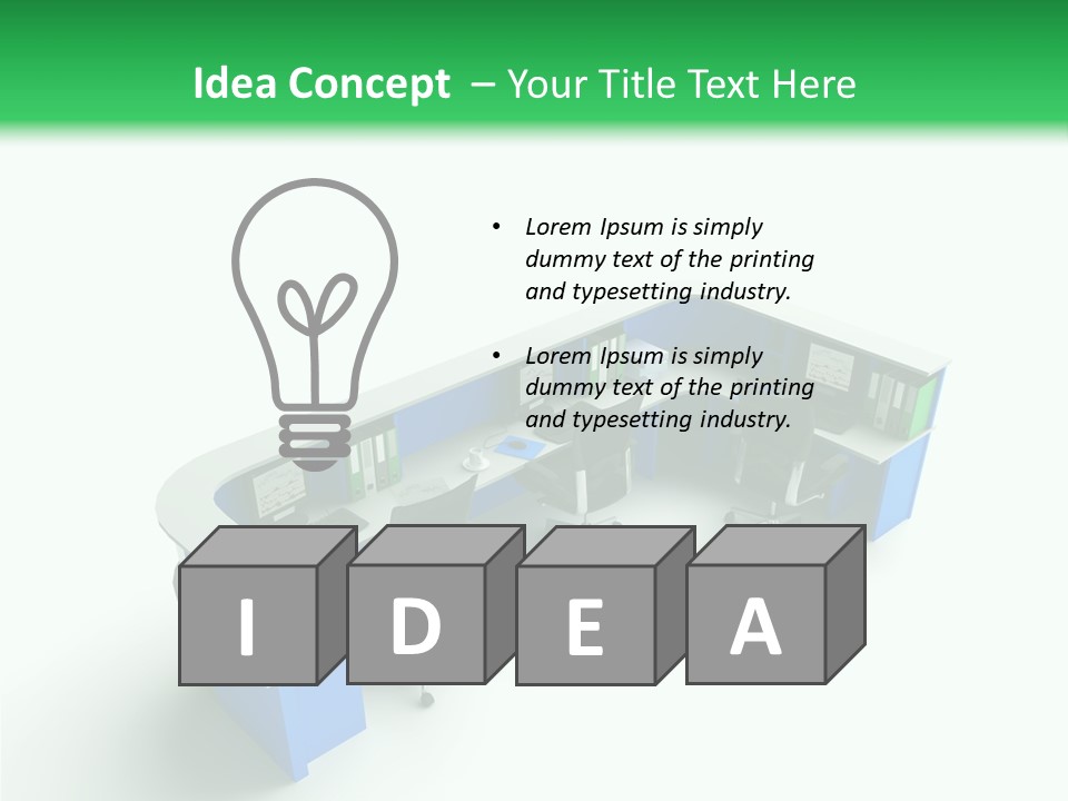 A Group Of Desks With Computers On Them PowerPoint Template