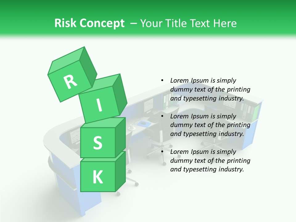 A Group Of Desks With Computers On Them PowerPoint Template