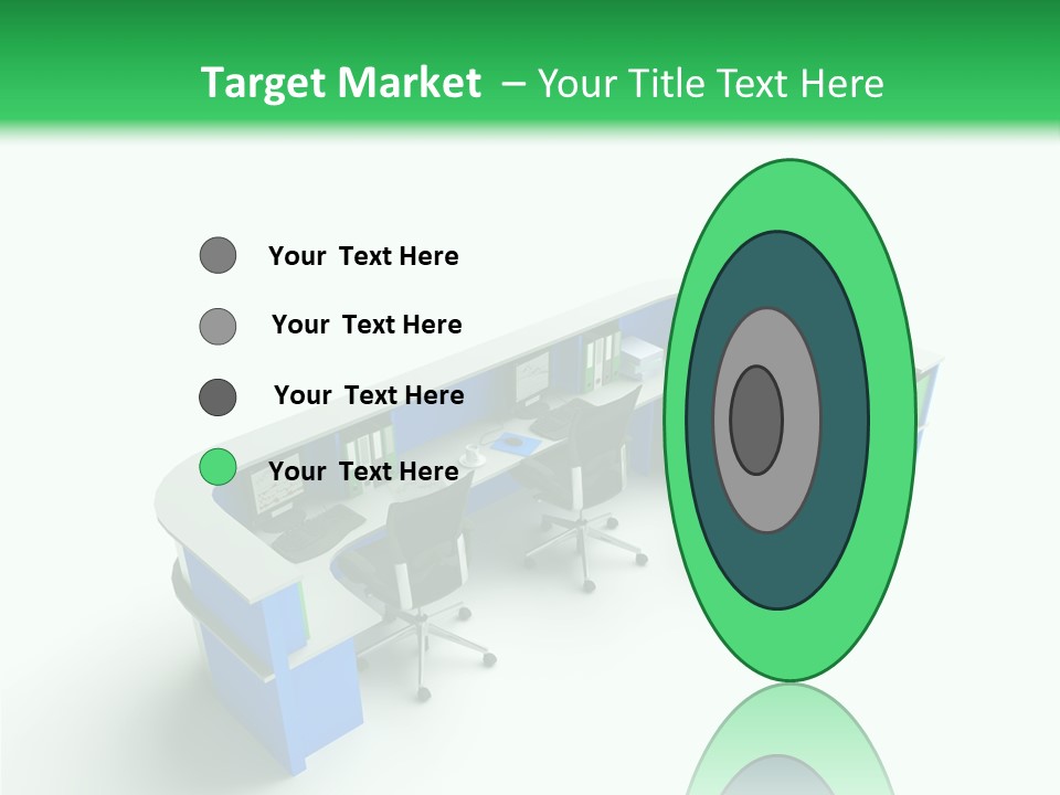 A Group Of Desks With Computers On Them PowerPoint Template