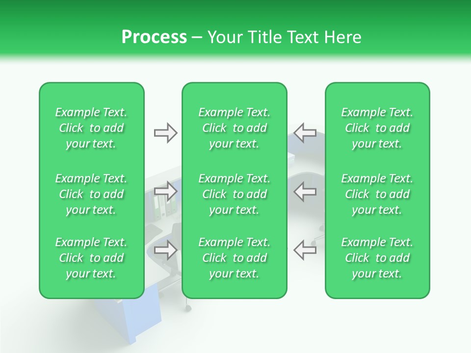 A Group Of Desks With Computers On Them PowerPoint Template
