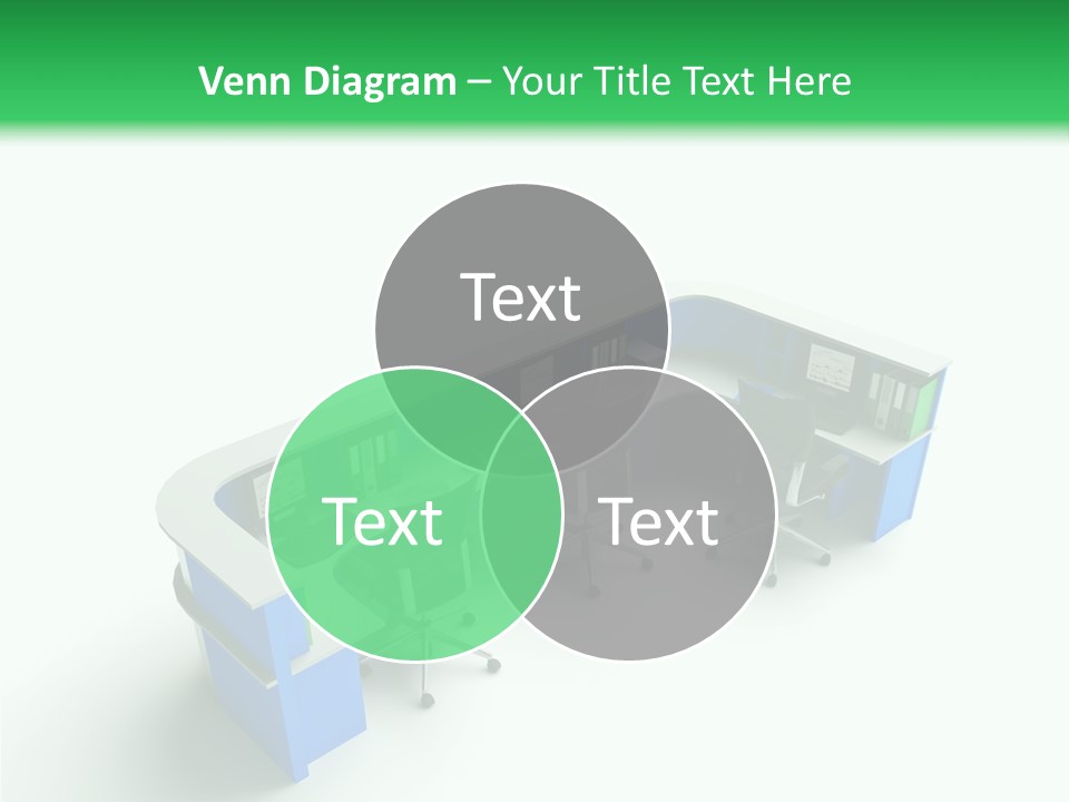 A Group Of Desks With Computers On Them PowerPoint Template