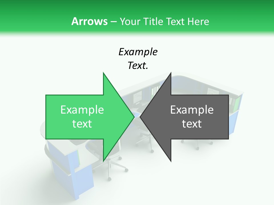 A Group Of Desks With Computers On Them PowerPoint Template