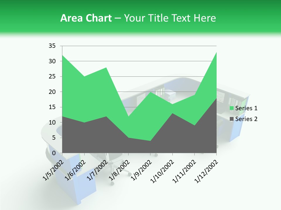 A Group Of Desks With Computers On Them PowerPoint Template