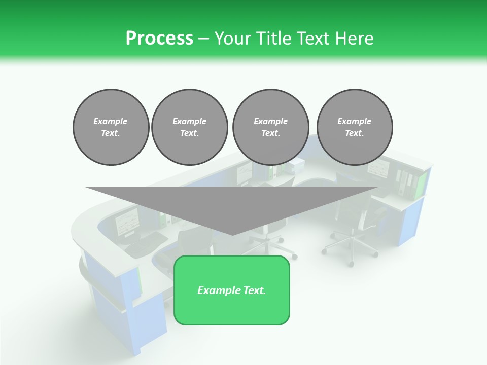 A Group Of Desks With Computers On Them PowerPoint Template