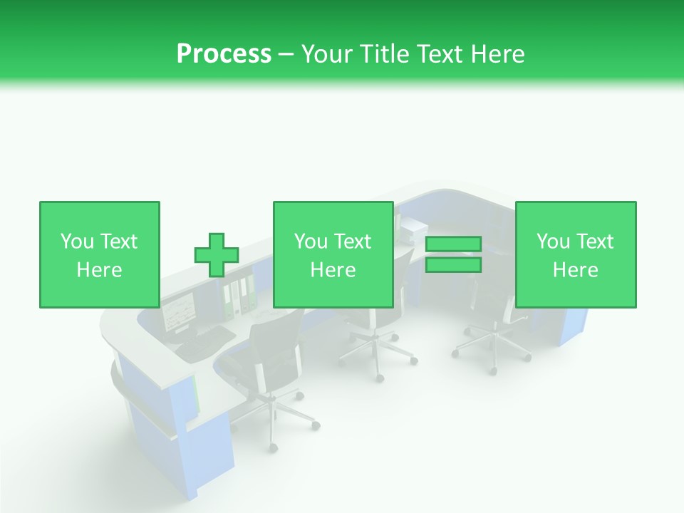 A Group Of Desks With Computers On Them PowerPoint Template