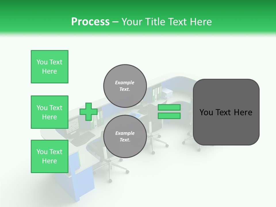 A Group Of Desks With Computers On Them PowerPoint Template