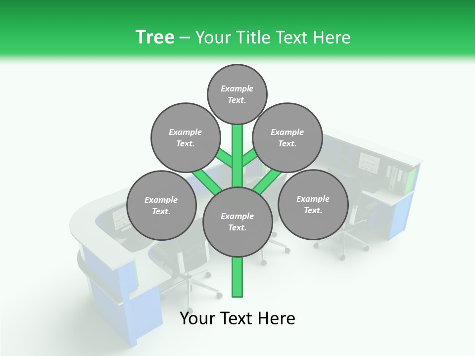 A Group Of Desks With Computers On Them PowerPoint Template