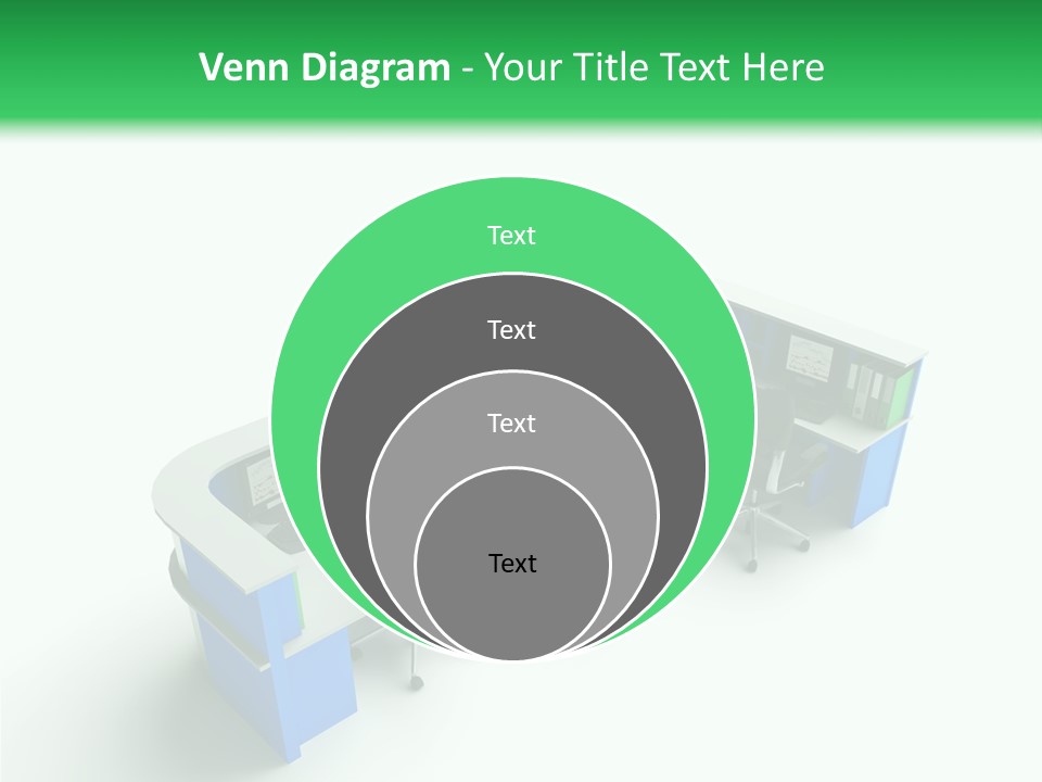 A Group Of Desks With Computers On Them PowerPoint Template