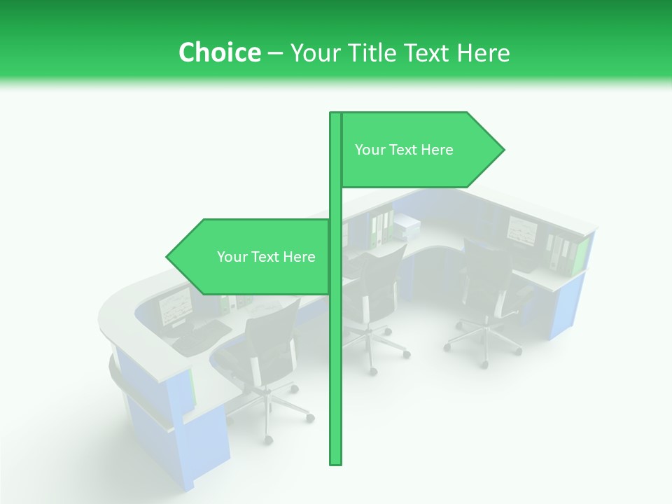 A Group Of Desks With Computers On Them PowerPoint Template