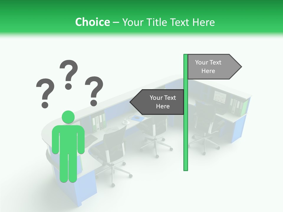 A Group Of Desks With Computers On Them PowerPoint Template