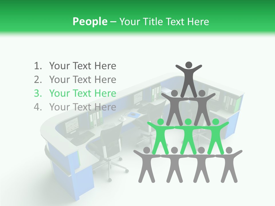 A Group Of Desks With Computers On Them PowerPoint Template