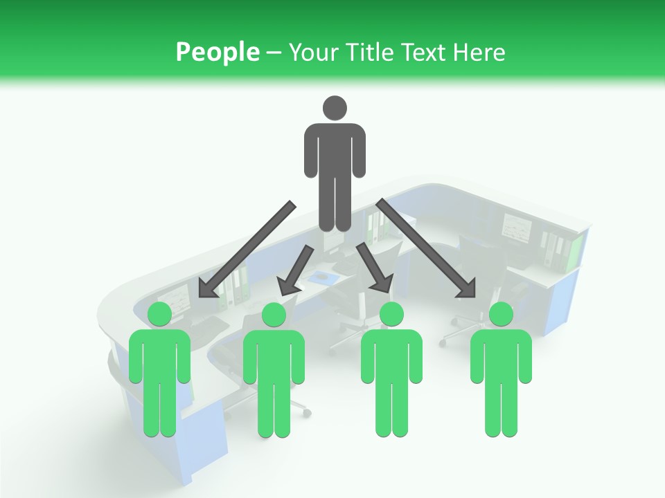 A Group Of Desks With Computers On Them PowerPoint Template