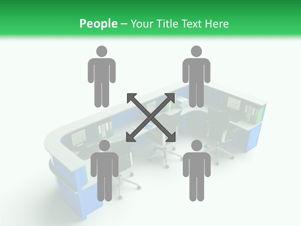 A Group Of Desks With Computers On Them PowerPoint Template