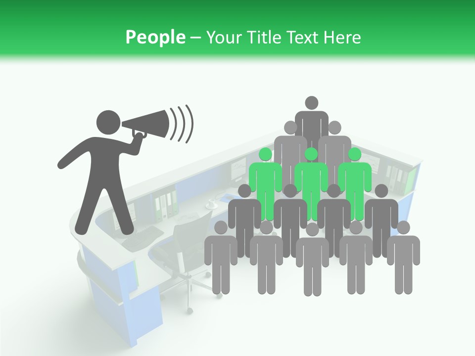 A Group Of Desks With Computers On Them PowerPoint Template