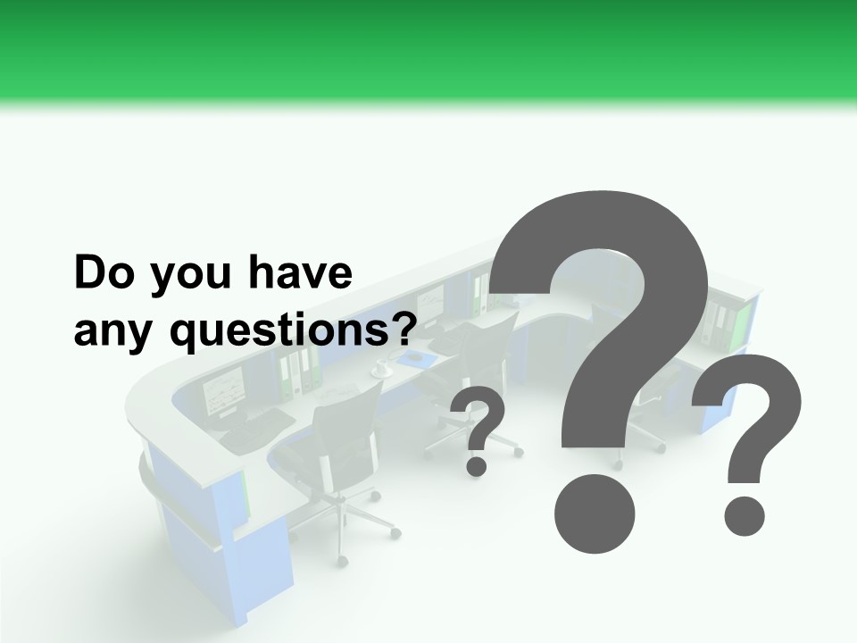 A Group Of Desks With Computers On Them PowerPoint Template