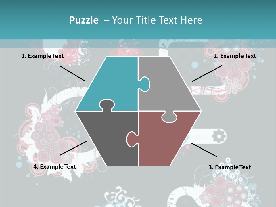 A Black And Blue Background With Hearts And Flowers PowerPoint Template