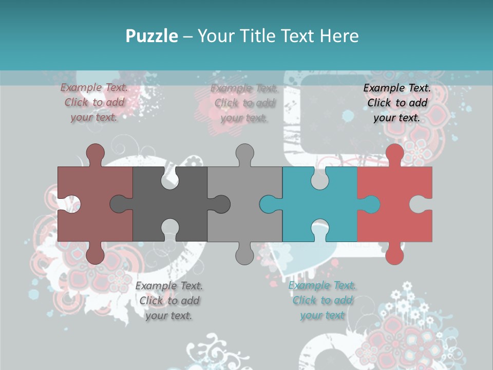 A Black And Blue Background With Hearts And Flowers PowerPoint Template