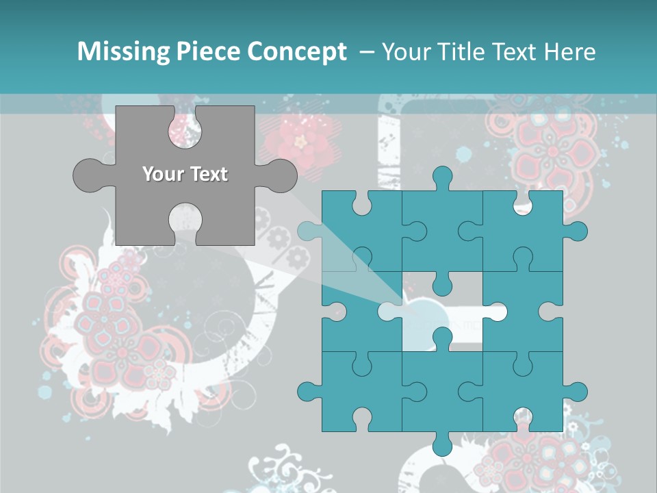 A Black And Blue Background With Hearts And Flowers PowerPoint Template