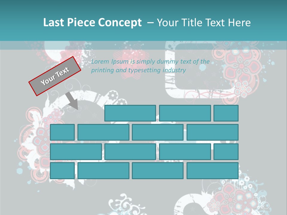 A Black And Blue Background With Hearts And Flowers PowerPoint Template