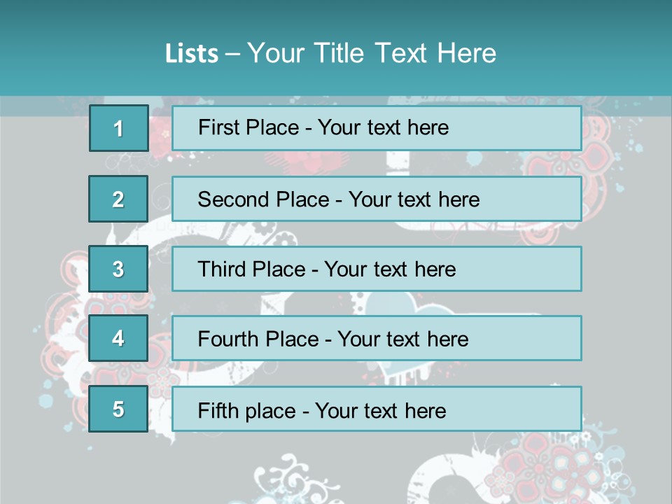 A Black And Blue Background With Hearts And Flowers PowerPoint Template