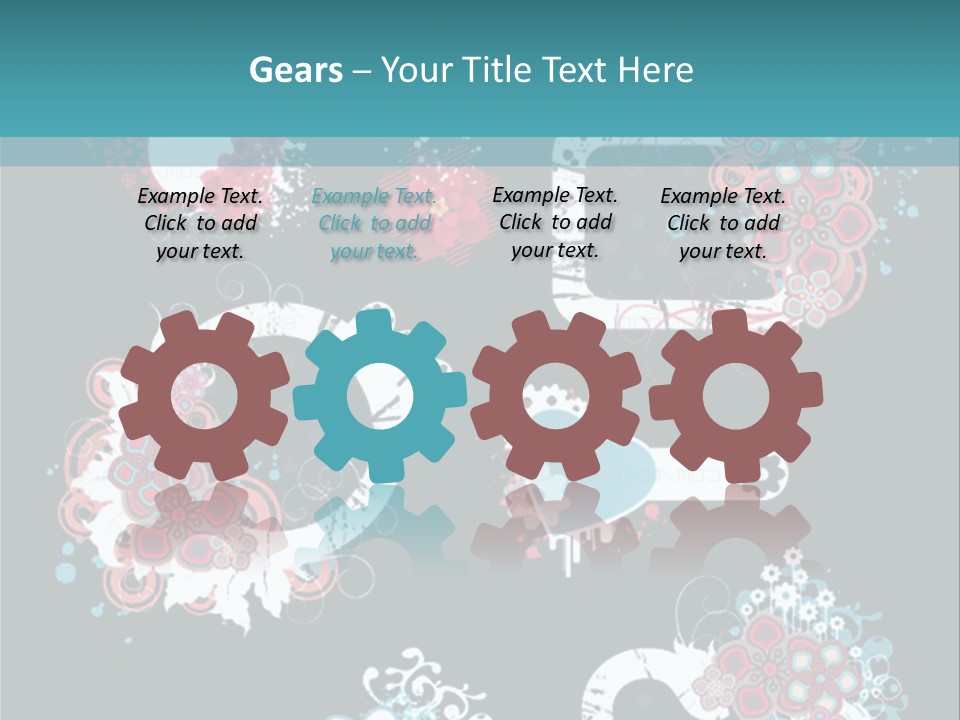 A Black And Blue Background With Hearts And Flowers PowerPoint Template