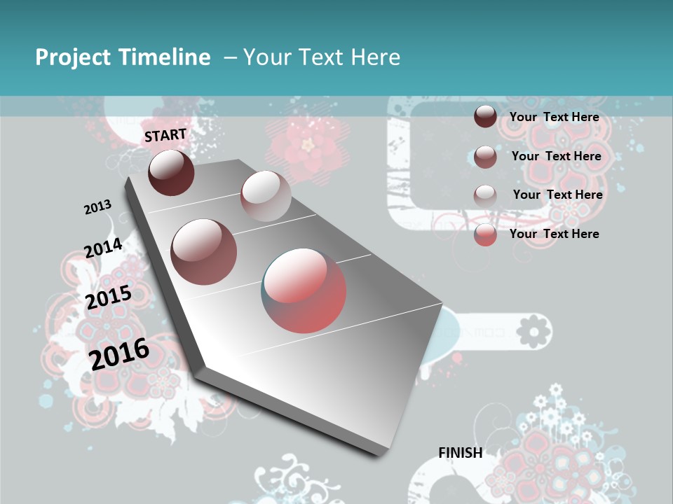 A Black And Blue Background With Hearts And Flowers PowerPoint Template