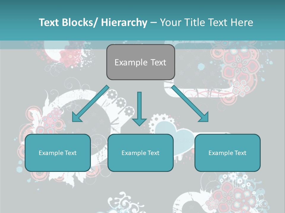 A Black And Blue Background With Hearts And Flowers PowerPoint Template