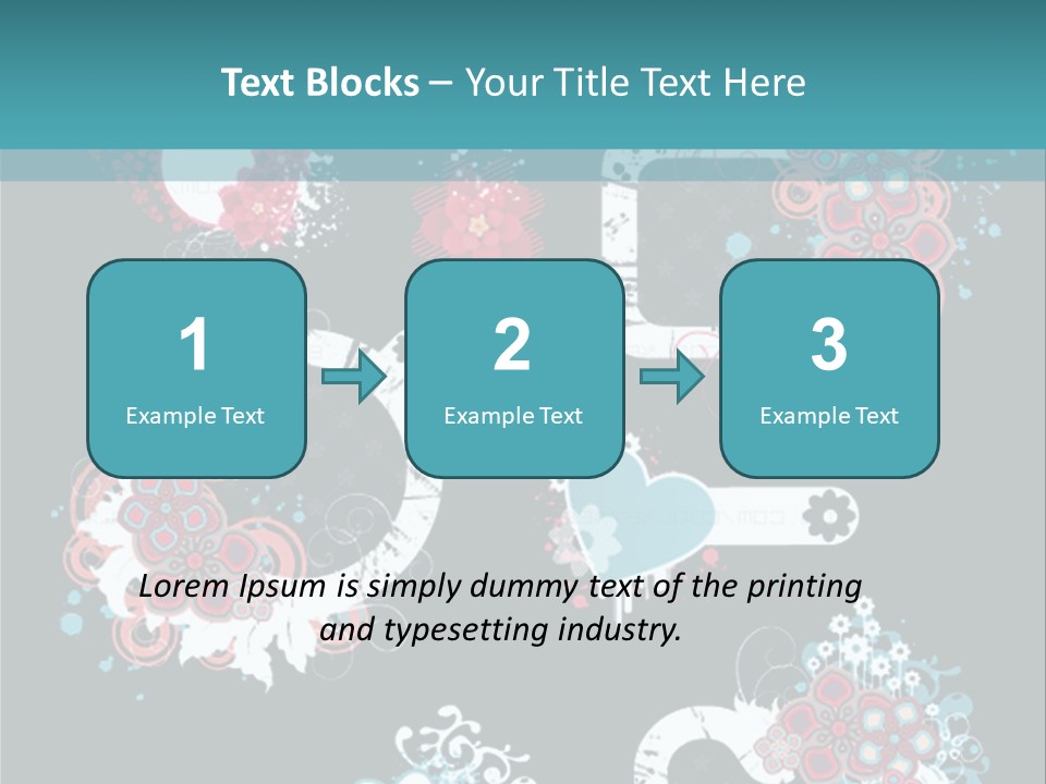 A Black And Blue Background With Hearts And Flowers PowerPoint Template