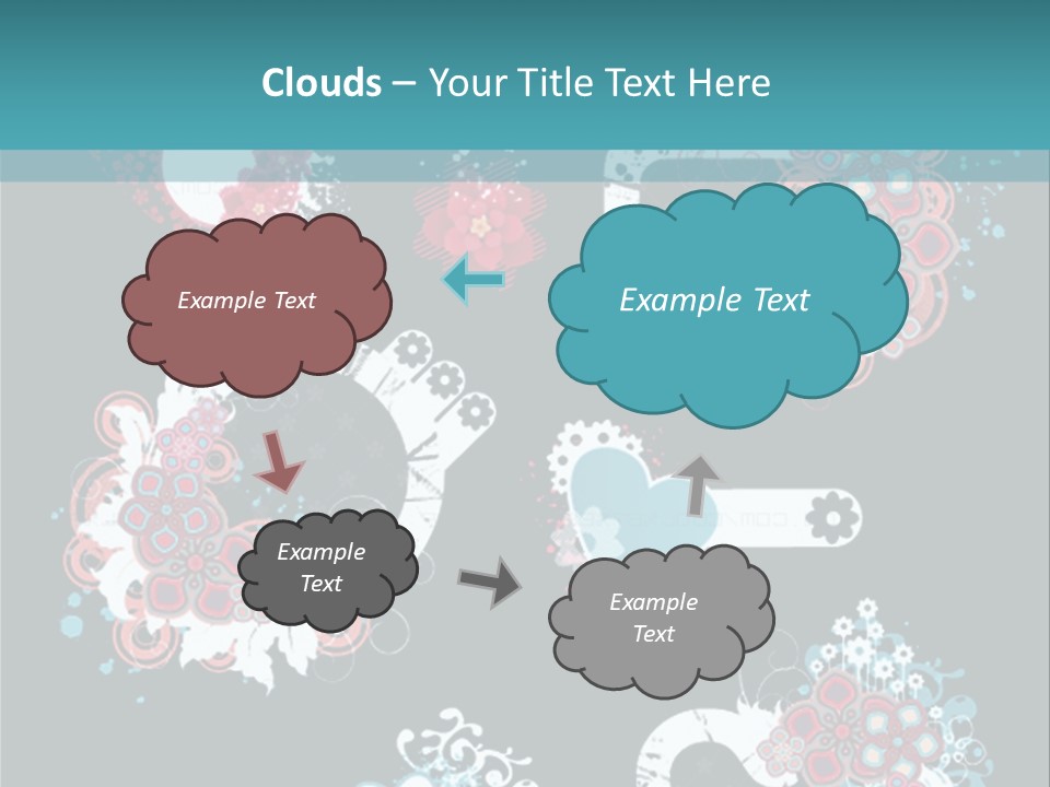 A Black And Blue Background With Hearts And Flowers PowerPoint Template