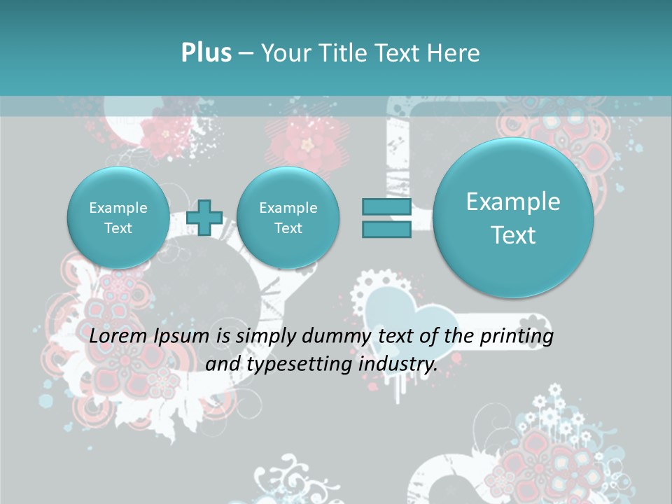 A Black And Blue Background With Hearts And Flowers PowerPoint Template
