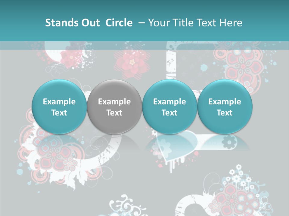 A Black And Blue Background With Hearts And Flowers PowerPoint Template