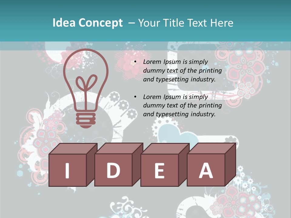 A Black And Blue Background With Hearts And Flowers PowerPoint Template