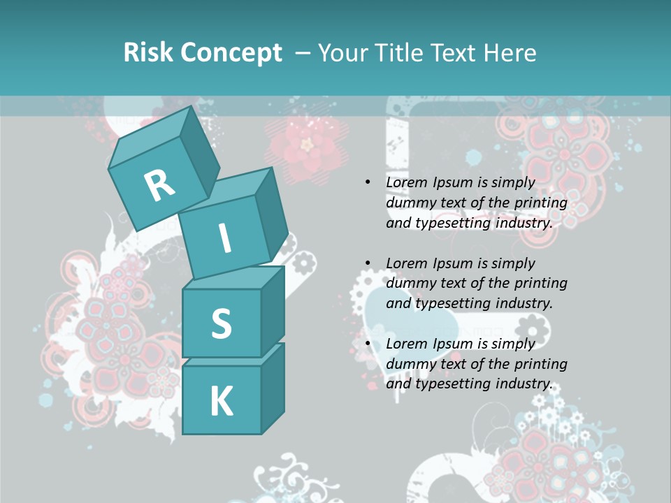 A Black And Blue Background With Hearts And Flowers PowerPoint Template