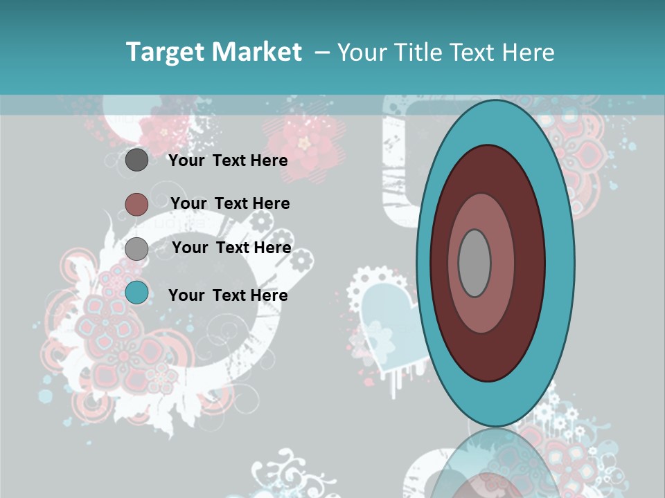 A Black And Blue Background With Hearts And Flowers PowerPoint Template