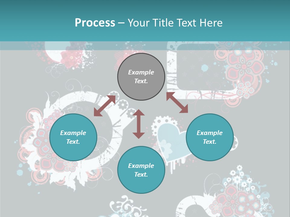 A Black And Blue Background With Hearts And Flowers PowerPoint Template