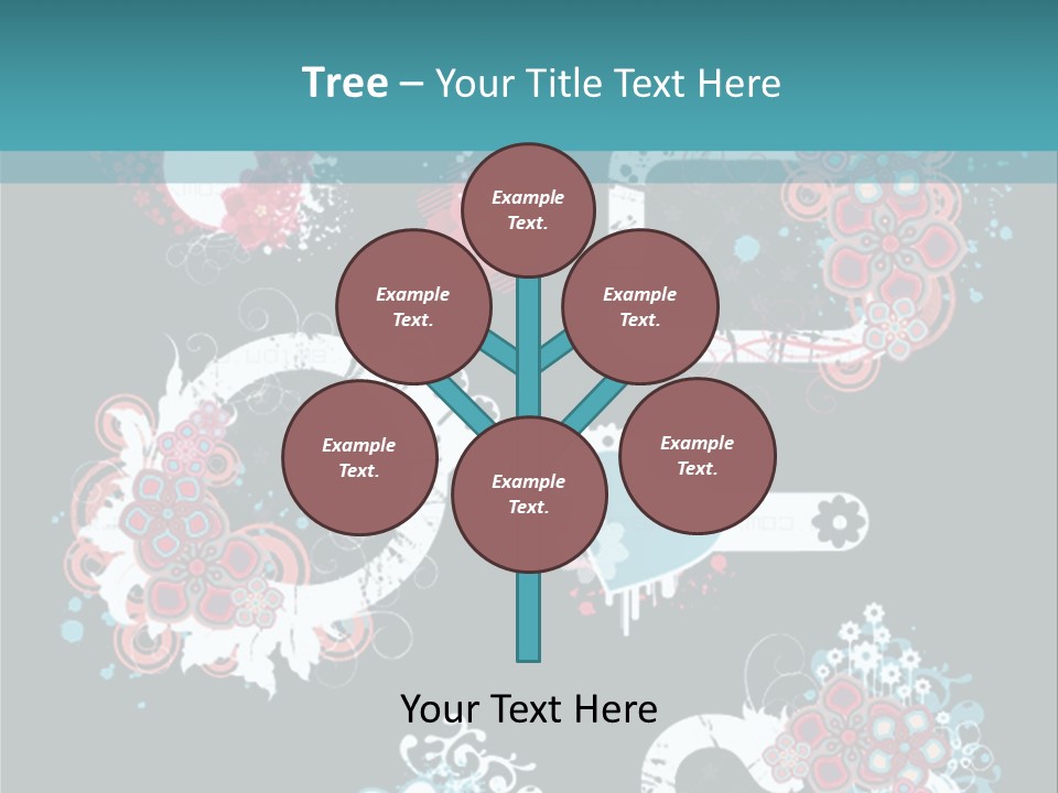 A Black And Blue Background With Hearts And Flowers PowerPoint Template