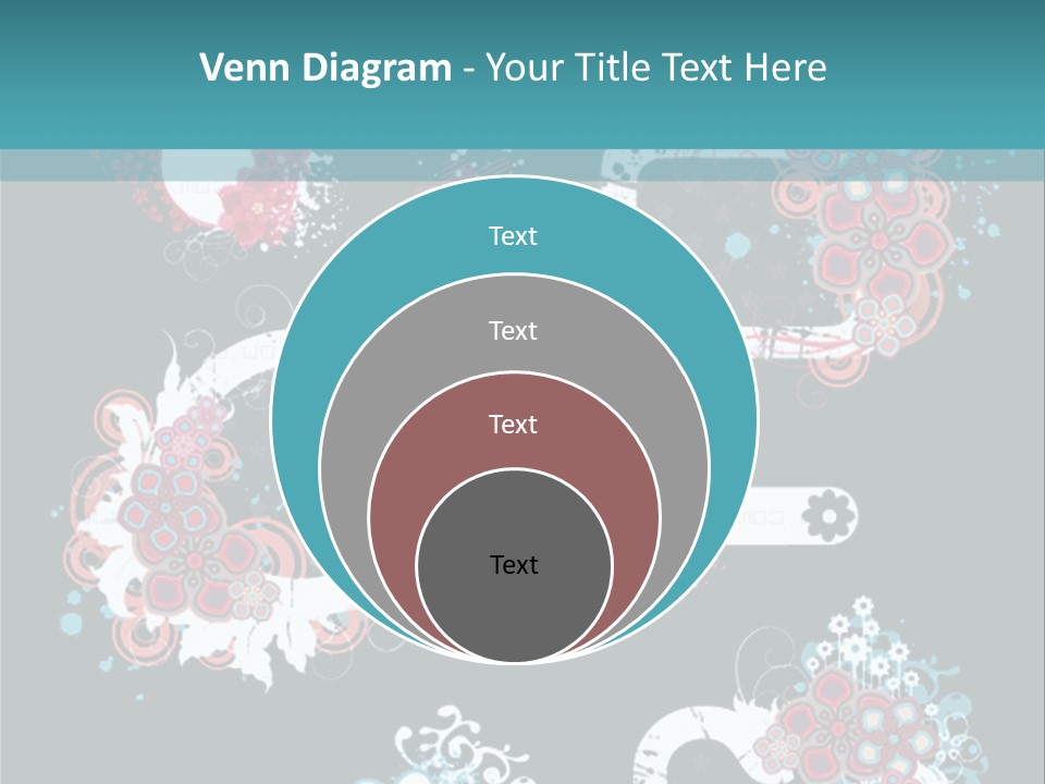 A Black And Blue Background With Hearts And Flowers PowerPoint Template