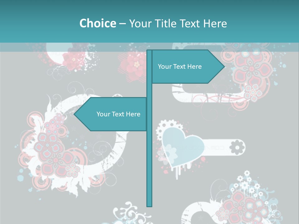 A Black And Blue Background With Hearts And Flowers PowerPoint Template