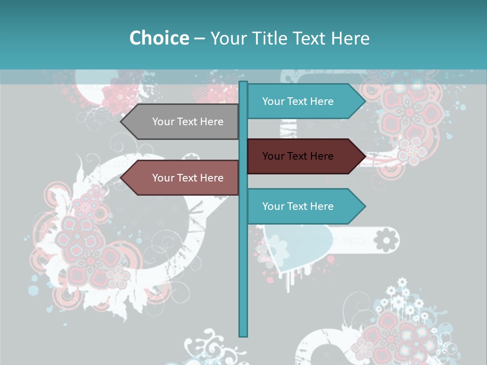 A Black And Blue Background With Hearts And Flowers PowerPoint Template