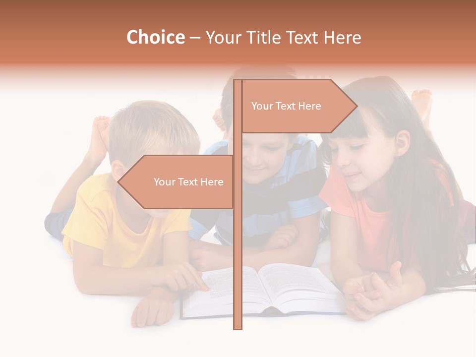 A Group Of Children Laying On The Ground Reading A Book PowerPoint Template