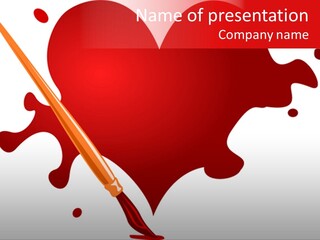 A Red Heart With A Paintbrush In The Middle Of It PowerPoint Template